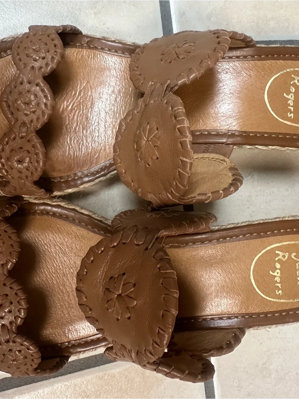 Jack Rogers Tan Leather Slip-On Mules